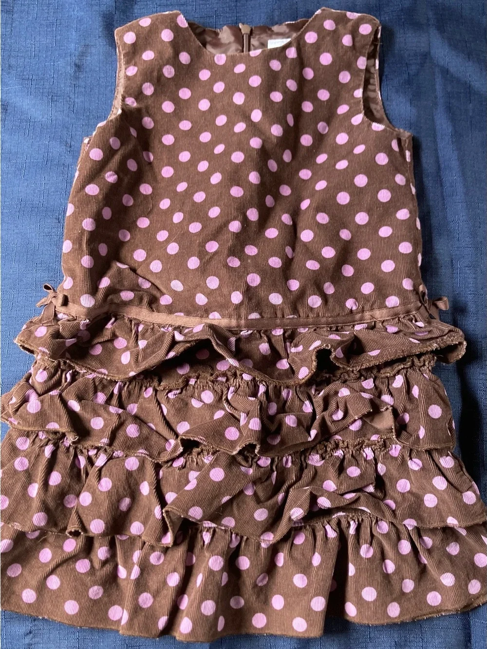 Carter's Brown Corduroy Dress with Pink Polka Dots